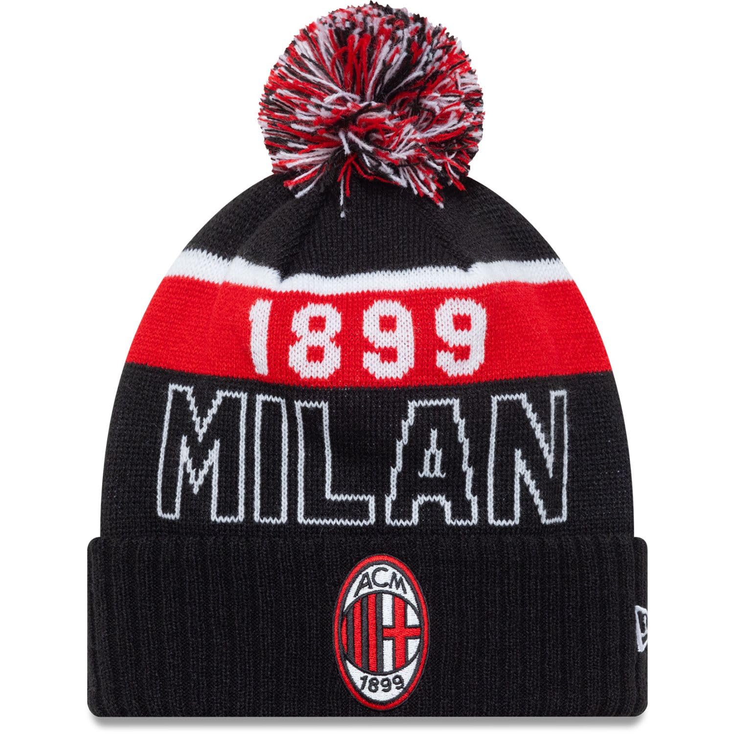 New Era Unisex Black Winter Pom Beanie - Ac Milan