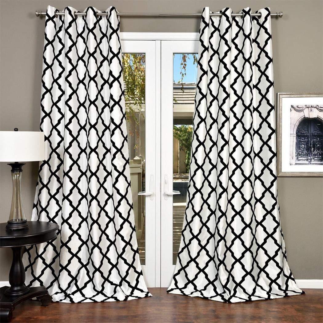 Lambrequin Trellis Bold Flocked Curtain Panel