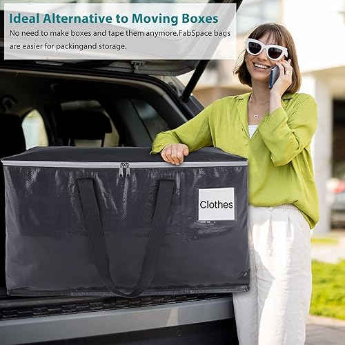 Miniatura 5 de FabSpace Cajas de mudanza resistentes con cremalleras fuertes y asas, suministros de mudanza plegables, bolsas de almacenamiento para embalaje y