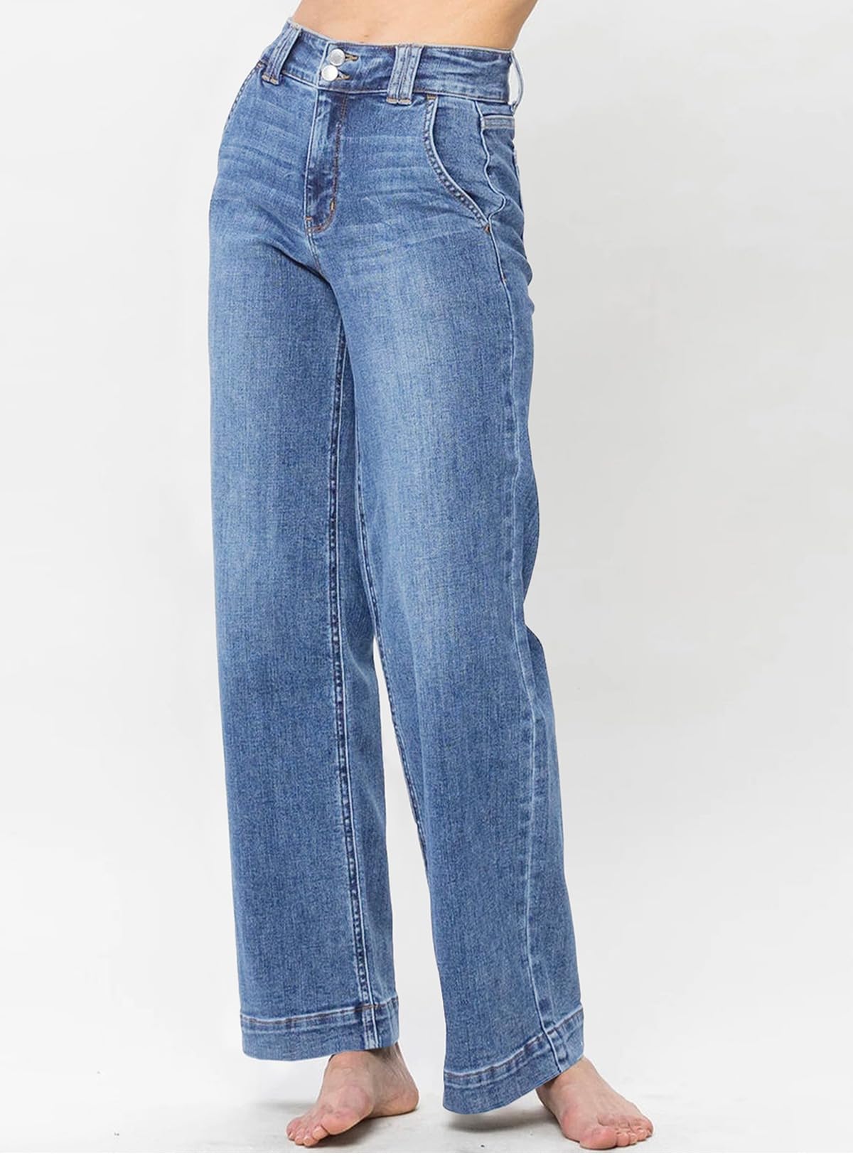 Astylish Jeans for Women Wide Leg High Waisted Stretchy Straight Leg Jean Baggy Trendy 2025 Denim Pants with Slanted Pockets