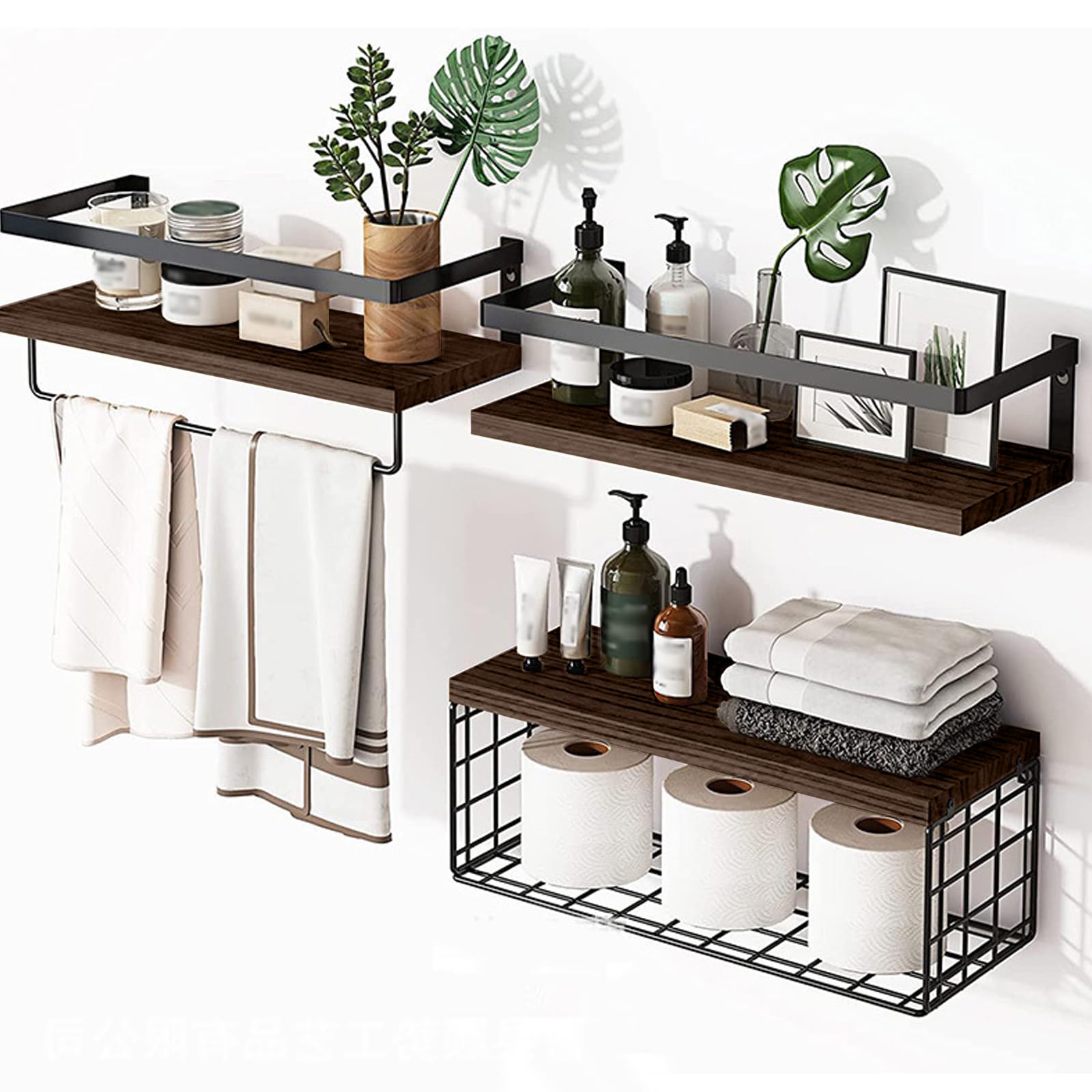 アンティークシェルフ　棚　キッチン　壁掛け　ラック ウォールシェルフ 3段 アンティーク アイアン キッチン 収納棚