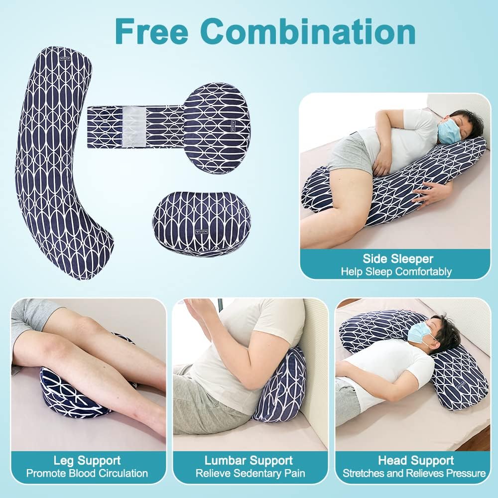 BBL Body Pillow After Surgery Large Wedge Pillow for Sleeping Brazillian Butt Lift Recovery Supplies U Shaped Full Body BBL Pillow with Back Support Lumbar Side Sleeper Cushion (Navy Blue)