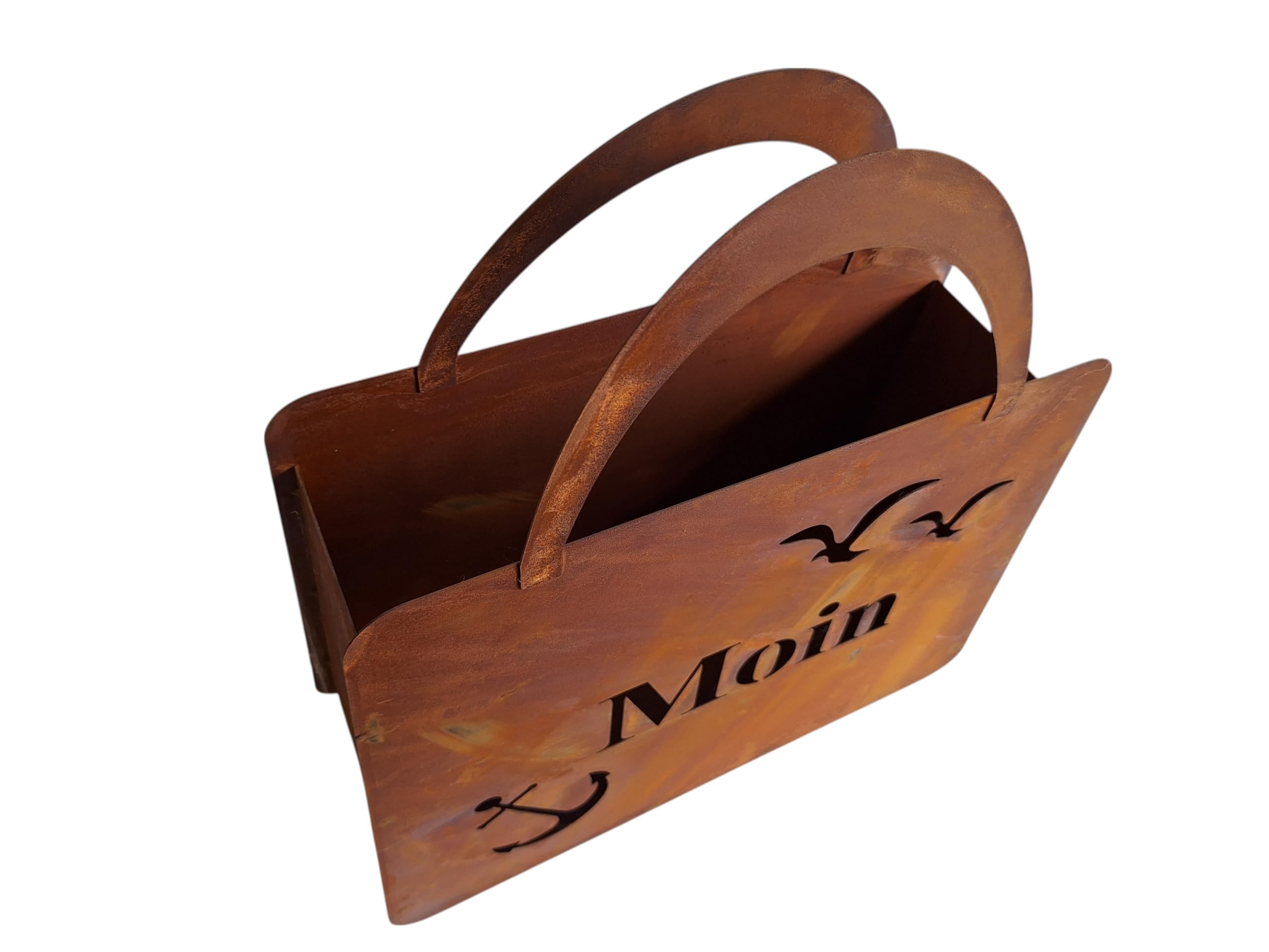 Bornhöft Tasche zum Bepflanzen Windlicht Beetdeko Metall Rost Gartendeko 40cm x 44cm XXL Edelrost rostige Deko für den Garten Moin