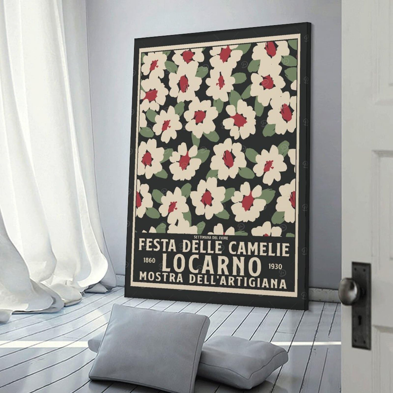 Junmoney Decorative Canvas Print Vintage Floral, 24x36inch(60x90cm), for Entrance Walls, Hall Decor Or Foyers, A Stylish Accent for Home Entrances