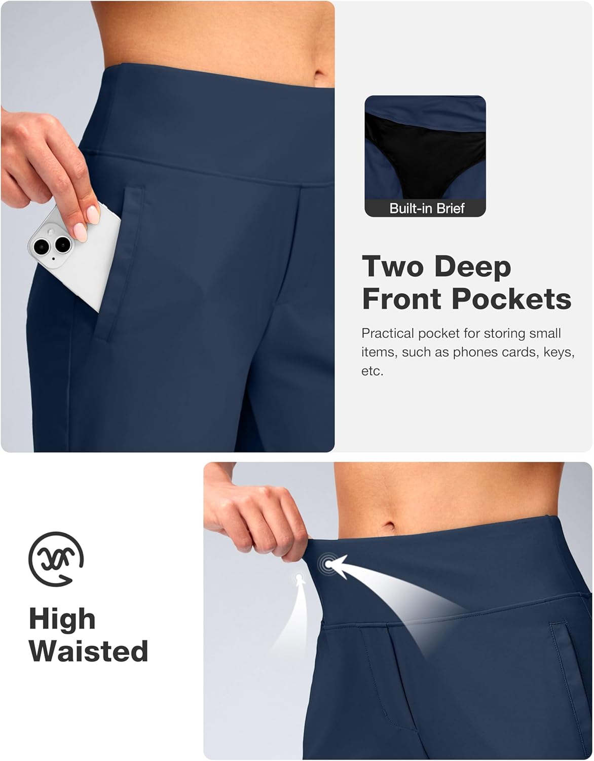 Viodia Women's 9" Long Swim Shorts Modest Swimsuits Bathing Suit Knee Length Bermuda Board Shorts for Women with Pocket - Image 4