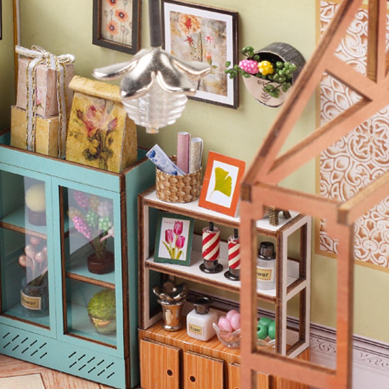 Kit Casa delle Bambole in Miniatura da Costruire Esposizione Decorativa | Kit 3D Serra Domestica Per Adulti Natale Halloween Scaffale Camera Miniatura Display Artigianato