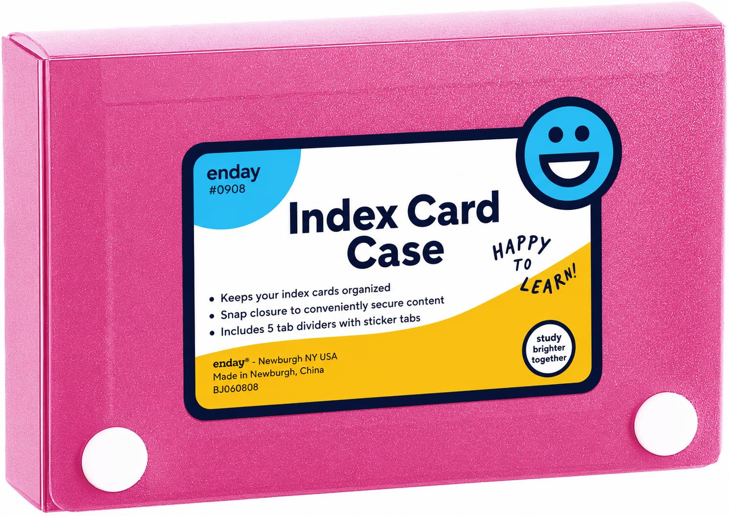 Enday Porte-cartes rose 7,6 x 12,7 cm - Boîte de classement avec 5 intercalaires - Peut contenir 100 cartes - Également disponible en rouge, violet, vert, bleu, gris