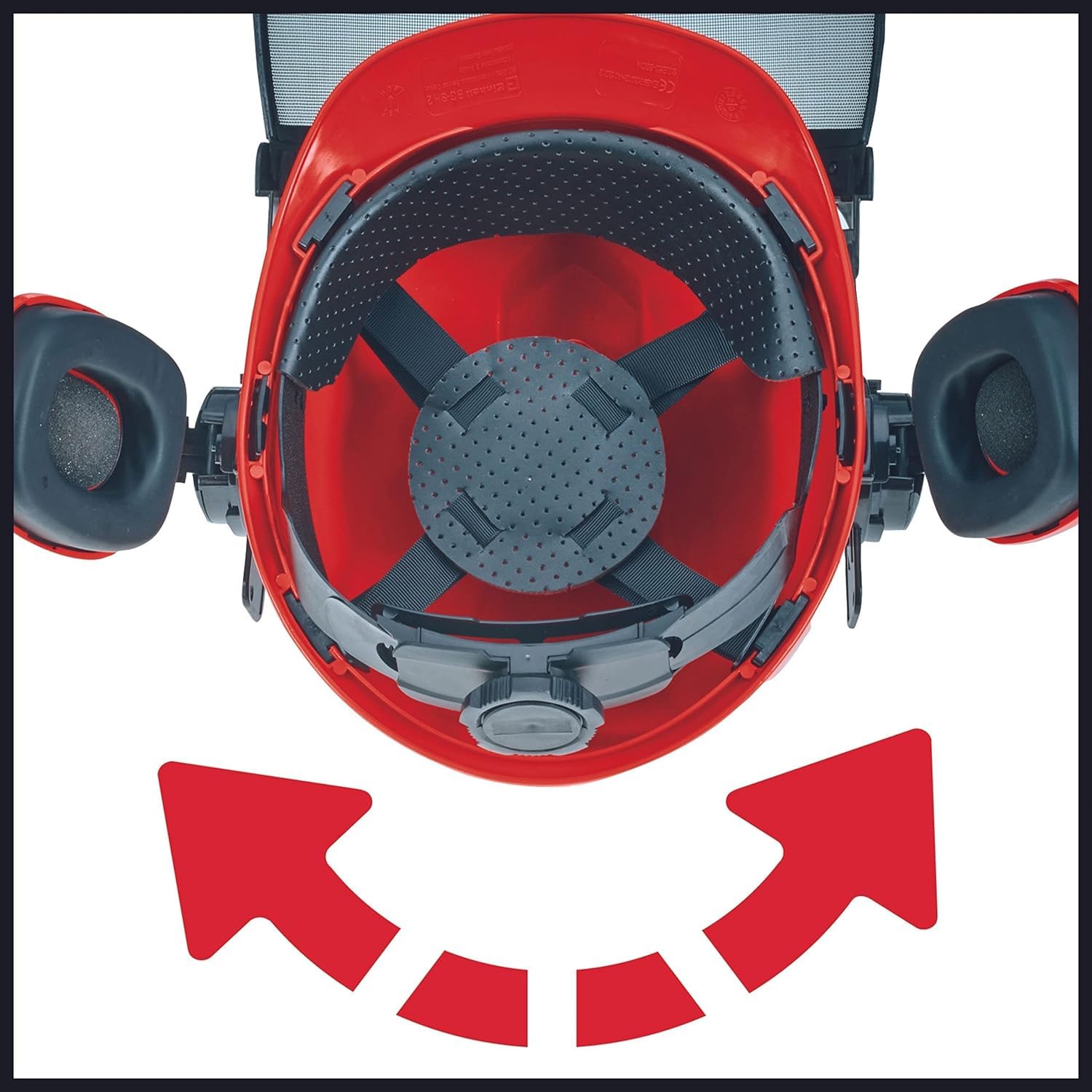 Einhell elmetto protettivo (circonferenza 52 - 66 cm, con visiera sollevabile, con para orecchie sollevabili)