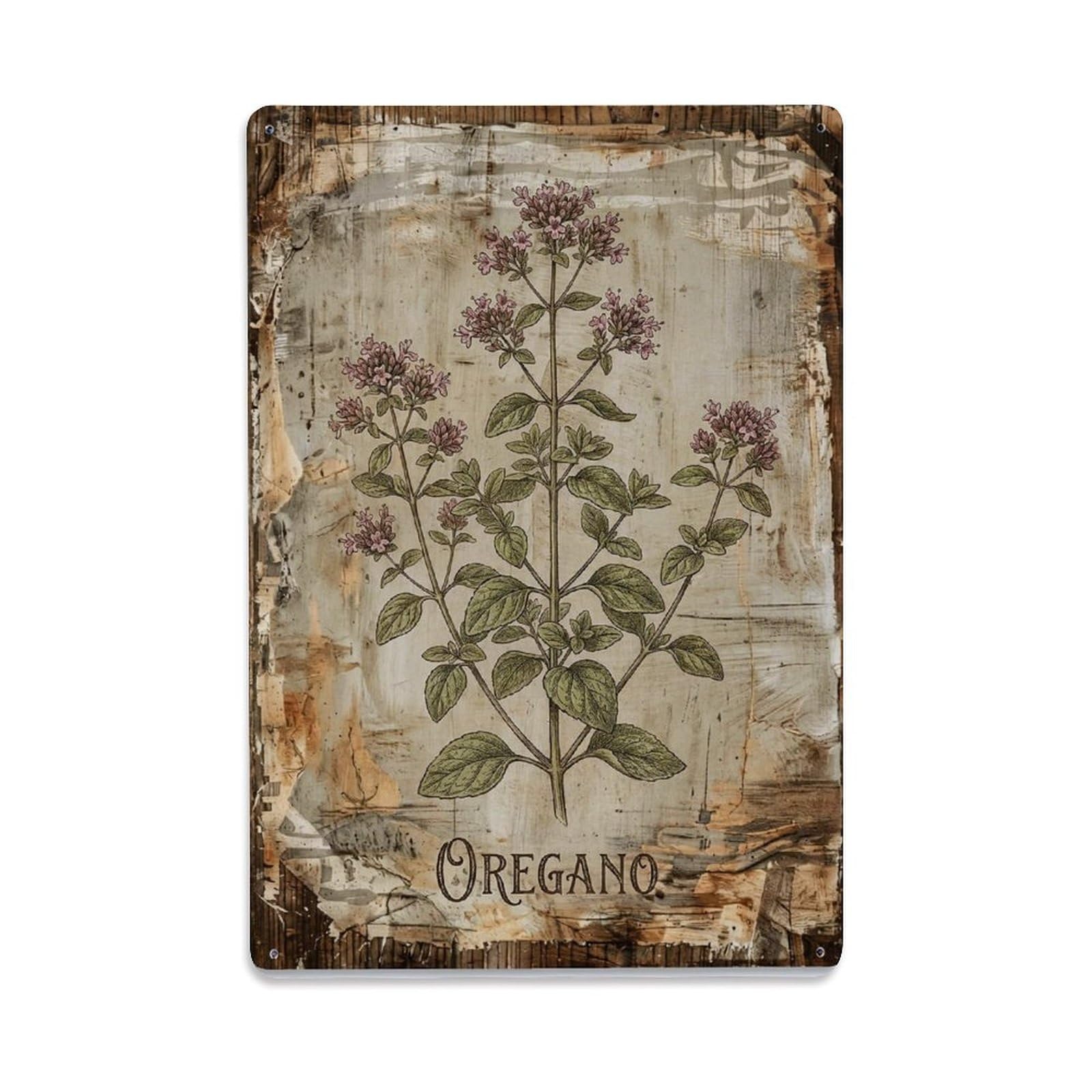 Oregano Herb Pizza Vintage Metal Tin Sign Plaque Wall Decor for Cafe, Club, Garden Metal Poster 8x12Inch