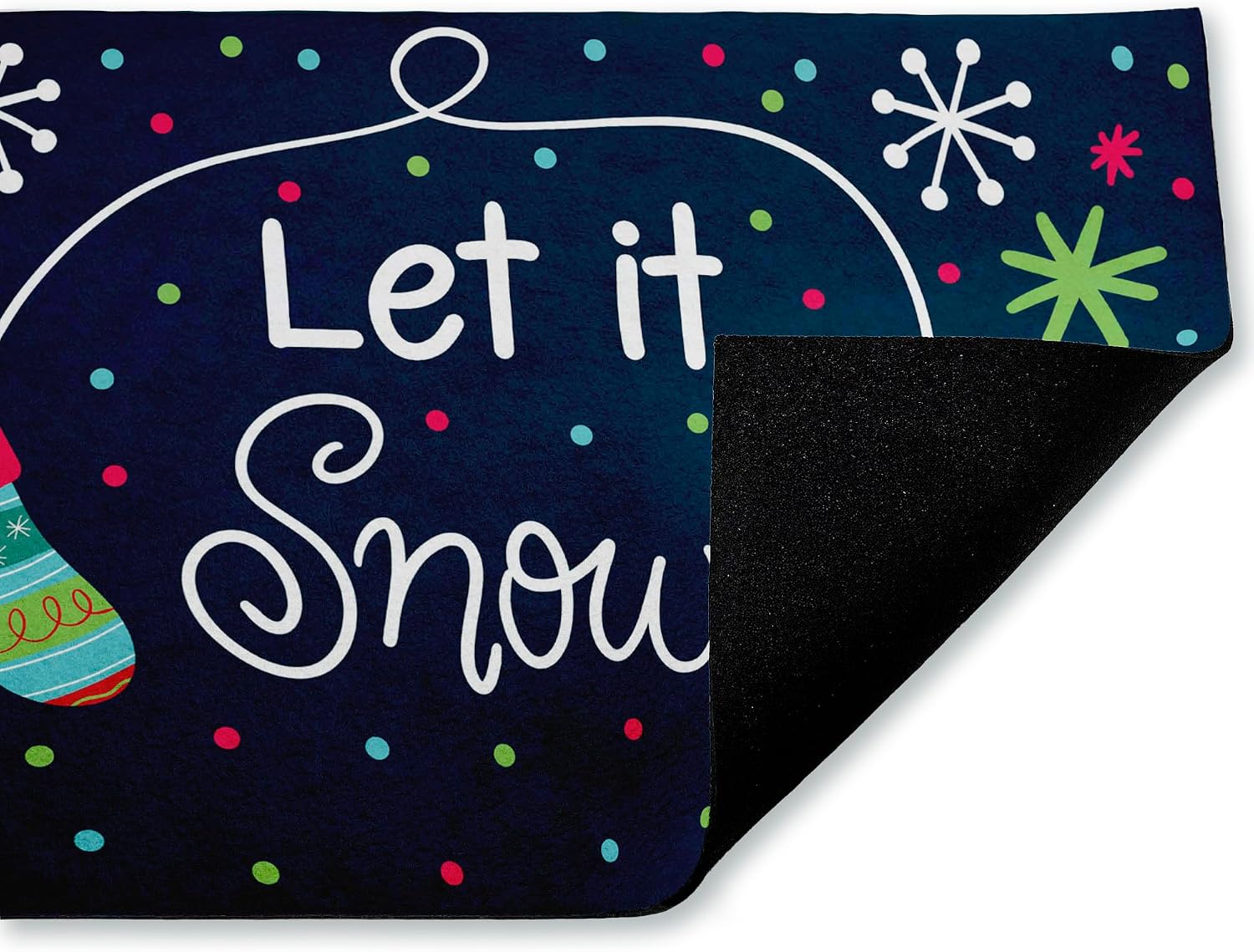 Stupell Industries Let It Snow Mittens Outdoor Door Mat, Durable Non-Slip Mat with Recycled Rubber Backing, Weather-Resistant Seasonal Winter Snow Design by Emily Cromwell, 18"x30"