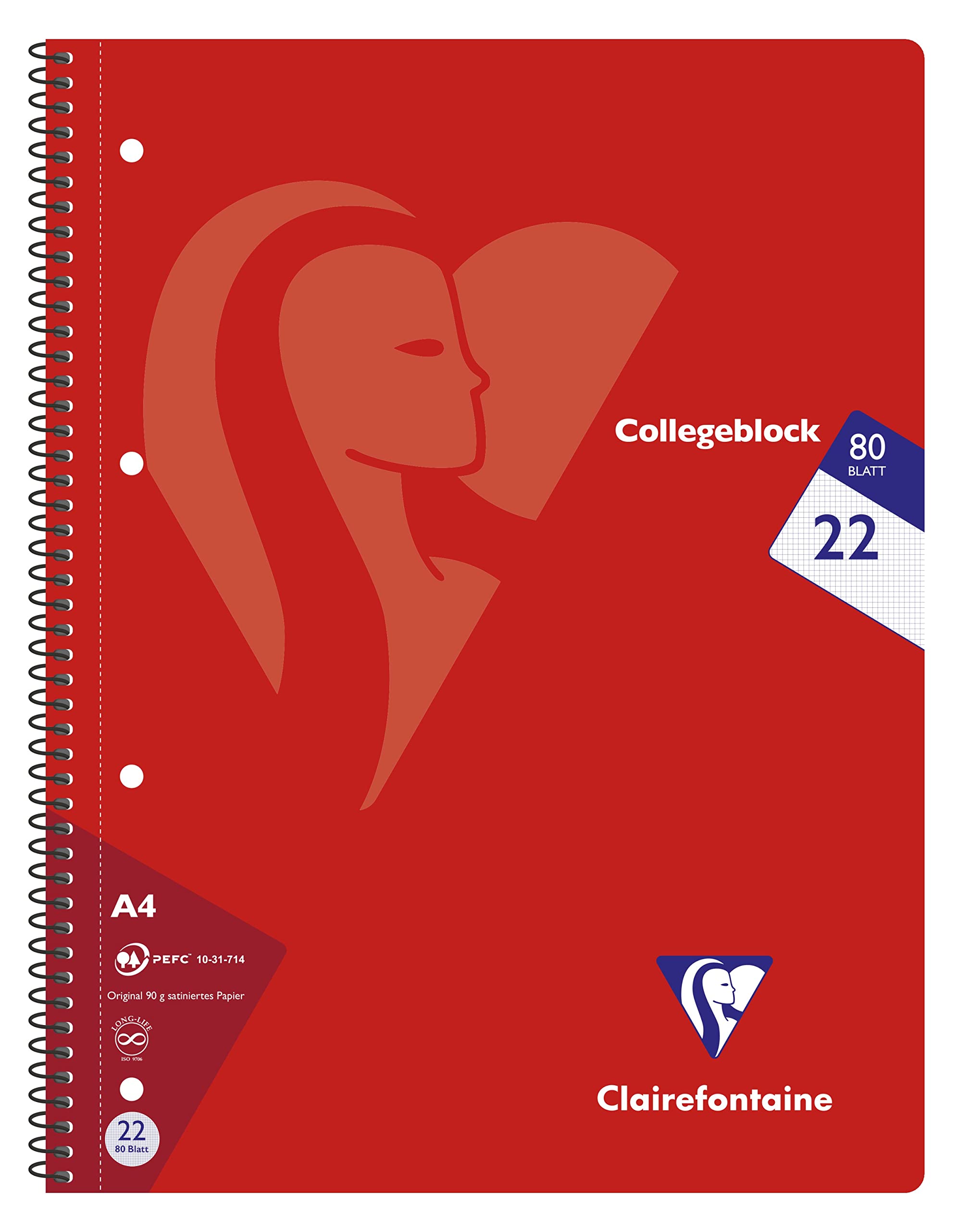 Clairefontaine 307252C, One Pack of 5 School Notebooks, DIN, Dimensions: A4 21 cm x 29.7 cm, 160 Pages, 90g, Small Squares - Image 2
