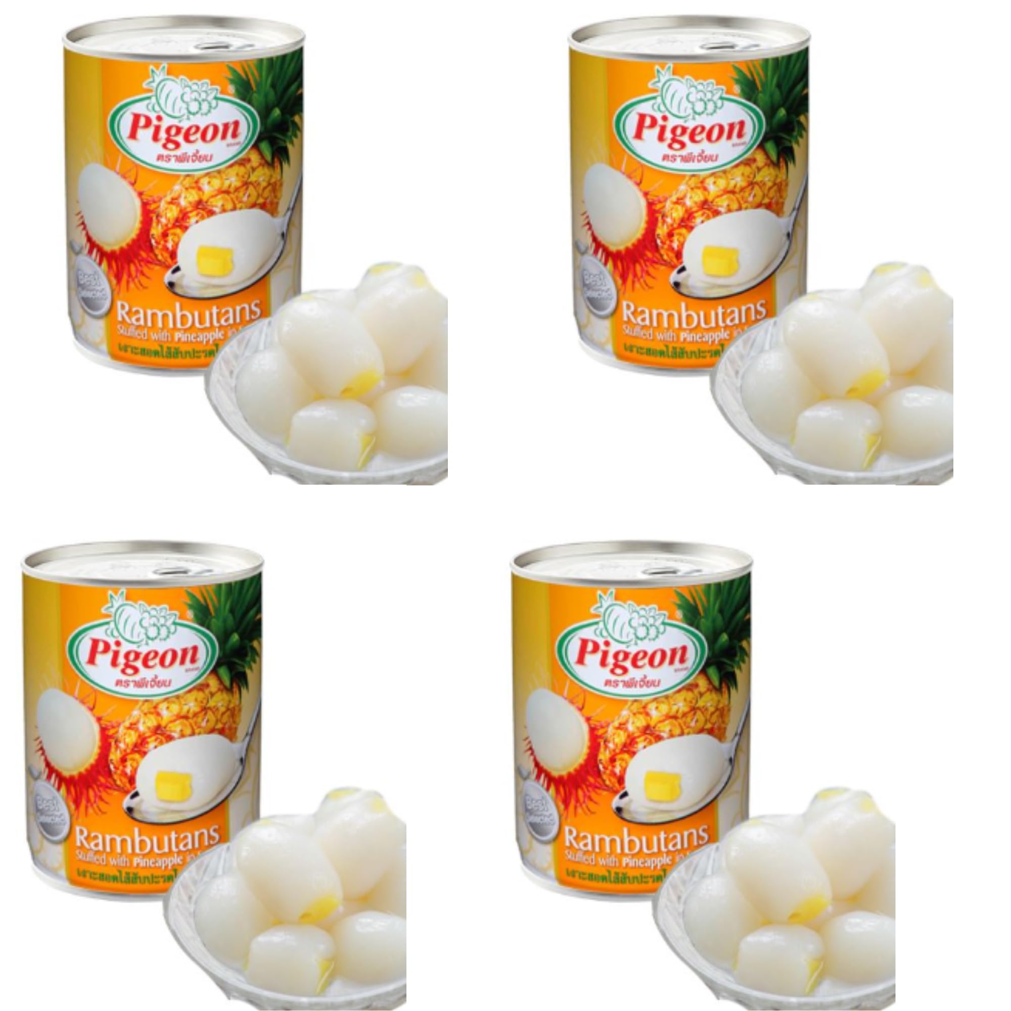 Rambutan Stuffed with Pineapple in Syrup (Pack of 4)