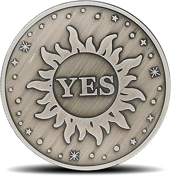 Decision Making Challenge Coin - Yes and No Design with Sun and Moon Motifs - Fun and Practical Tool for Choices