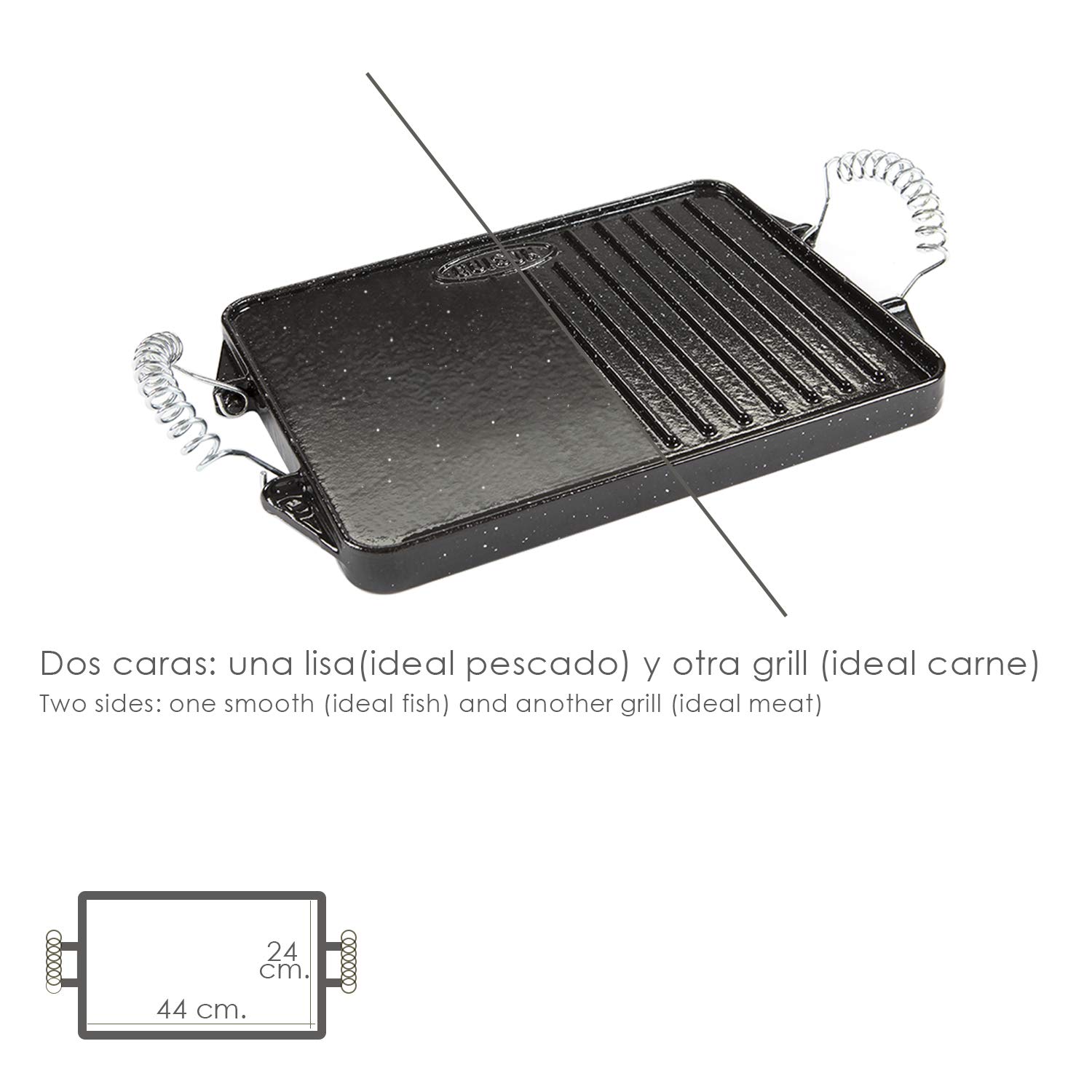 Garcima - Plancha Hierro Fundido Esmaltada Rectangular 24 x 44 cm.