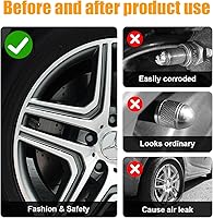 Vista 5 de 4 piezas de tapas de vástago de válvula de neumático, cubiertas de vástago de válvula de aire de neumático impermeables con anillo de goma, cubierta