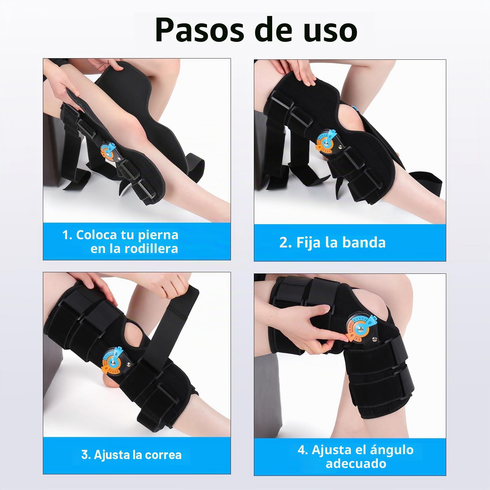 Rodillera corta con estabilización ajustable ROM Inmovilizador de rodilla postoperatorio Inmovilizador de rodilla ajustable con estabilizadores laterales de pierna para desgarros