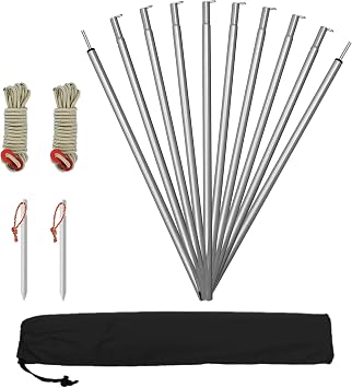 Tarp Poles Adjustable Canopy Pole,Portable Camping Accessories 75in Heavy Duty Poles Thicker Tent Pole with a Diameter of 0.63in Rods for Camping Tarps,Awnings, Shelters, Hiking,Backpacking
