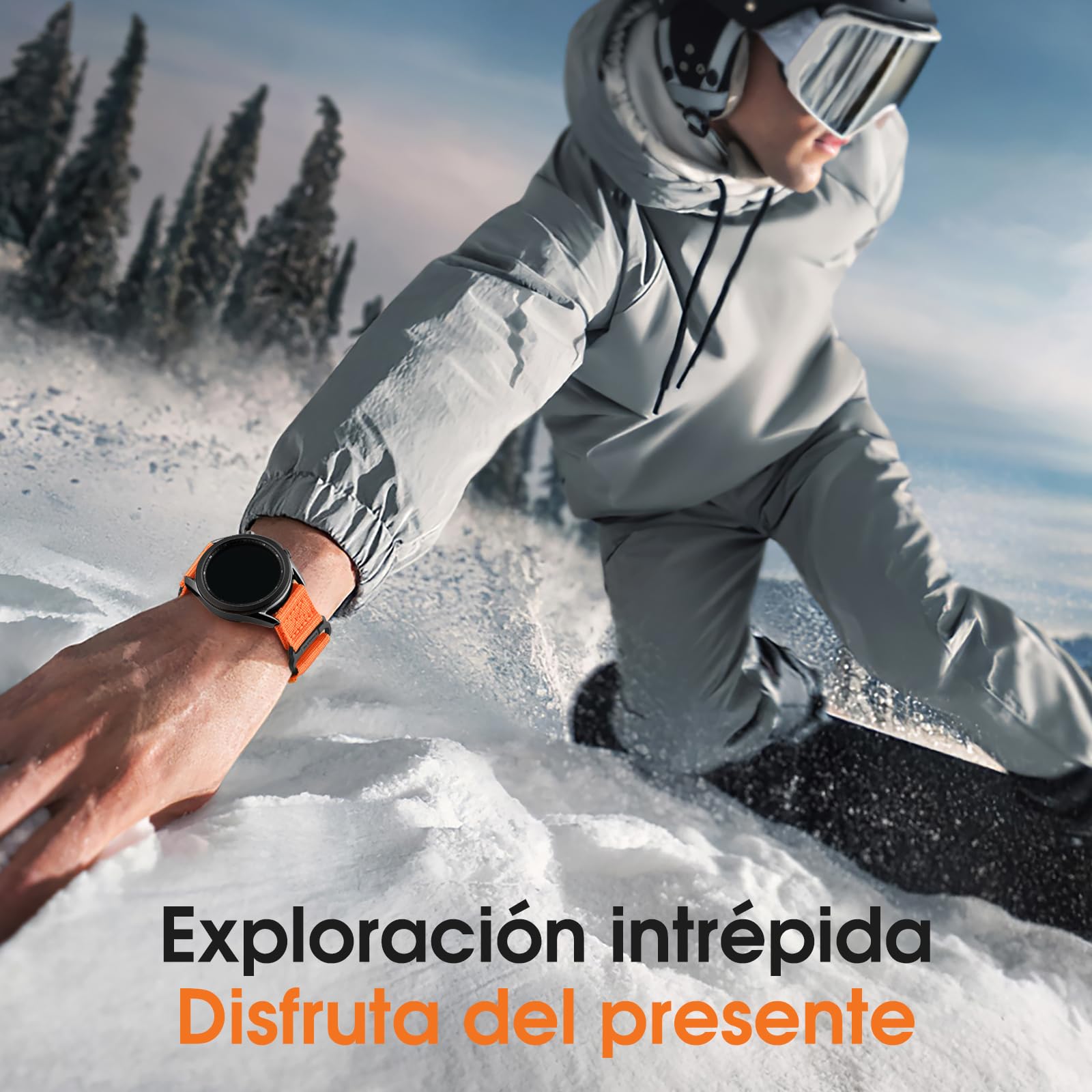 Bandletic 22mm Correa Compatible con Samsung Galaxy Watch 3 45mm - Galaxy Watch 46mm/Gear S3 Frontier/Classic, Nylon Deportiva Correa para Huawei GT4 46mm/GT3/GT2 46mm para Mujeres Hombres, S/Naranja
