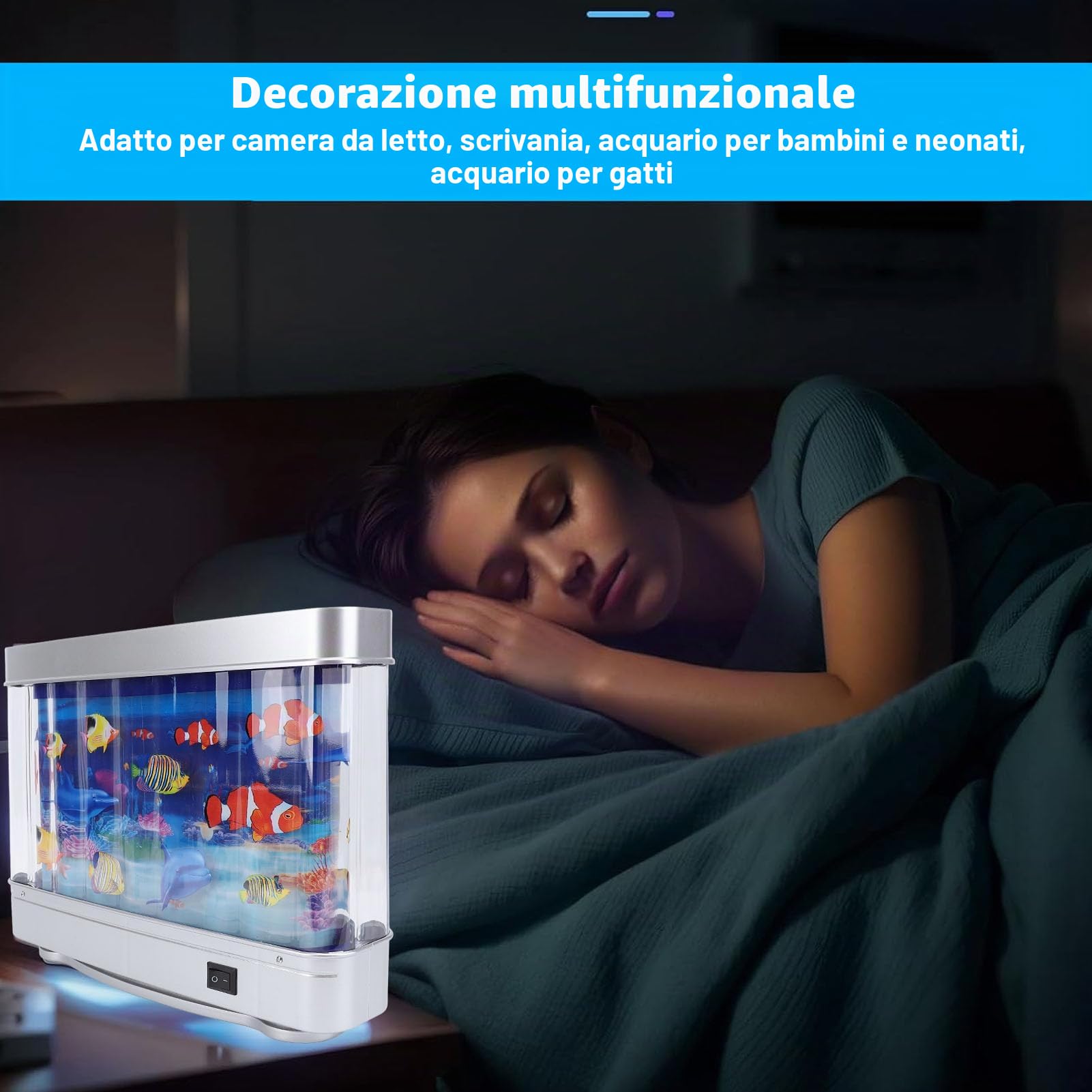 Mini Acquario per Pesci Finti, Acquario Artificiale con Pesci in Movimento, Lampada Decorativa per Acquario Finto Dinamico Realistico, Luce Notturna, Giocattolo Virtuale per