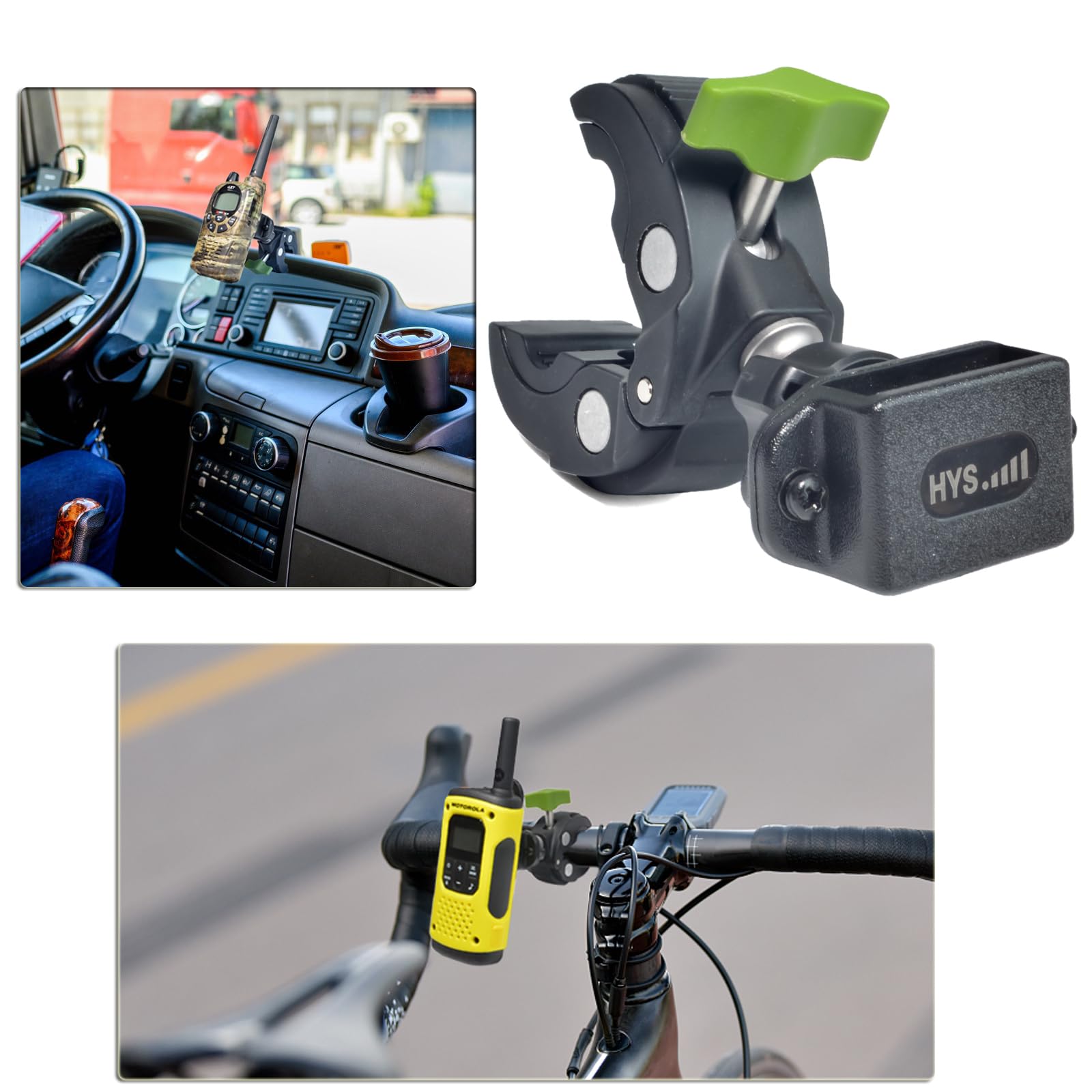 Motorola Cobra Midland Icom Z-2 Supporto bidirezionale per walkie talkie, clip per manubrio bicicletta motocicletta morsetto radio portatile