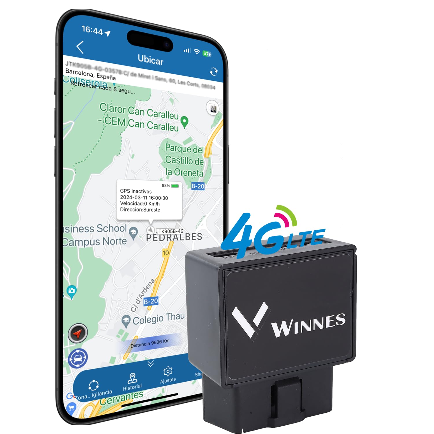 Winnes TK816 Traceur GPS pour voiture 4G OBD2 Tracker GPS résistant à l'eau Alerte de vitesse application gratuite pour camionnette et voiture