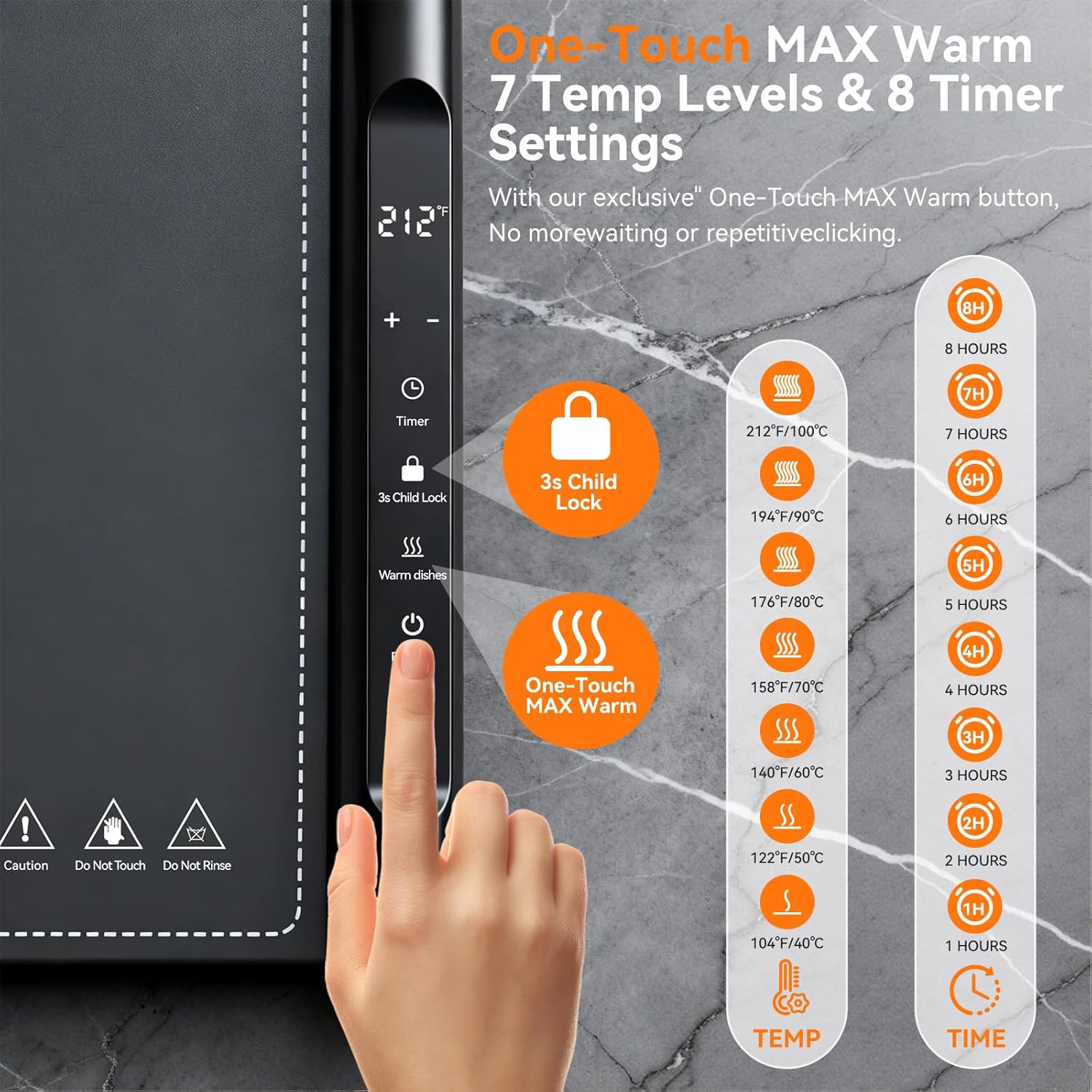 Warming Mat For Food Extra Large 39 * 16inch, Electric Silicone Food Warmer Trays for Chafing Dishes Buffet, Food Warming Mat for Parties Buffet, Portable Heating Pad, 7-Level Temp 8-Hour Timer, Grey