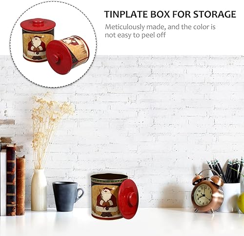 Miniatura 6 de BESTonZON Latas de galletas de Navidad, 2 cajas de dulces de Navidad, latas de metal para galletas con tapas, recipientes decorativos de