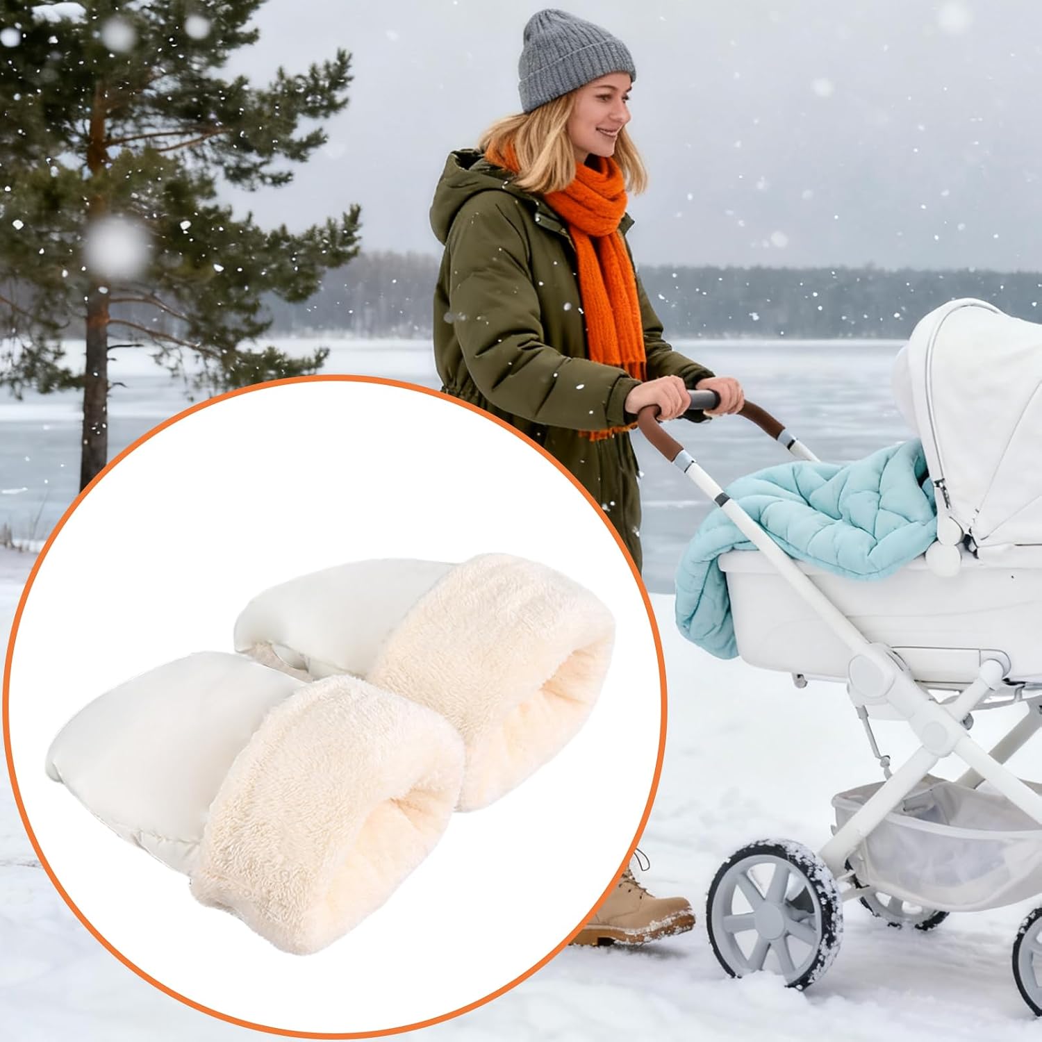 Stroller Gloves, Thick Windproof Comfortable Gloves, Stroller Warmmuffs Mittens for Winter Kids Pushchair Pram Handlebars Parents Travel Cold Weather Outdoor Walking Snow Travel Gear