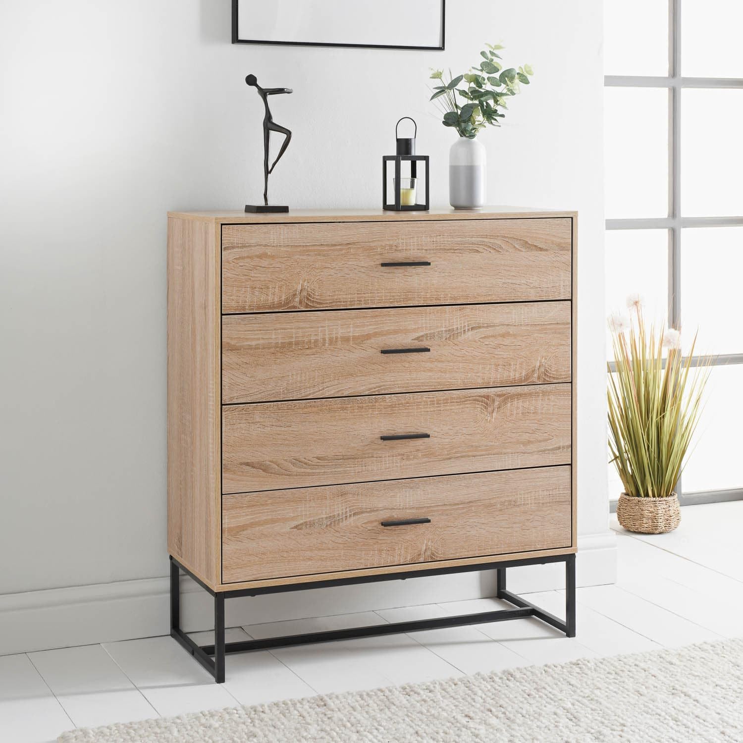 Modern Michigan Chest of 4 Drawers Sideboard Dresser for Bedroom Living Room