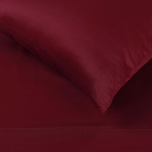 Miniatura 4 de SUPERIOR Juego de sábanas de 400 hilos transpirable, 100% algodón egipcio, bolsillo profundo, tamaño King, color burdeos
