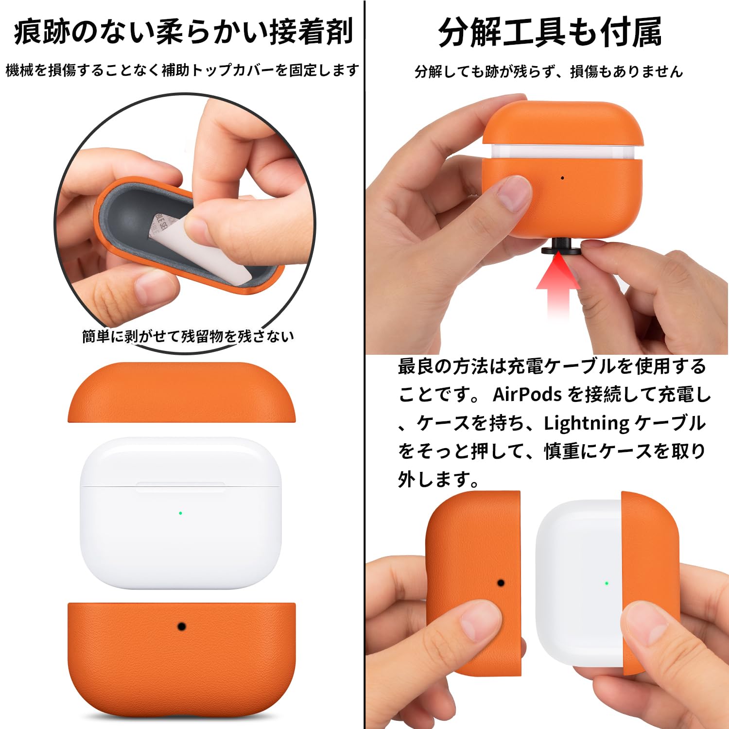 Amazon | JDFOGO Leather Case For AirPods Pro2 第2世代用 耐衝撃