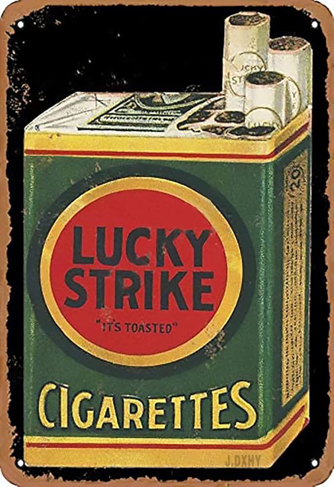 1987年ラッキーストライク販促看板 LUCKY STRIKE ラッキーストライク オールド パッケージ ブリキ