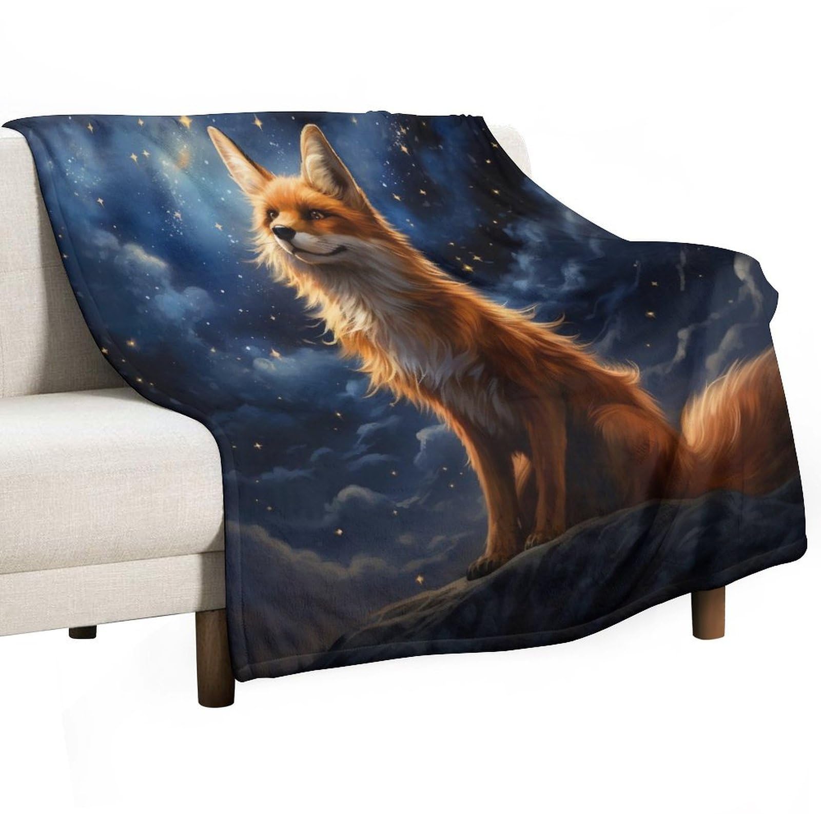 ECWECC Fox Throw Blanket 100x130cm Soft Blankets And Throws Animal Print for Children Fluffy Snugly Soft Warm Fuzzy for Bedroom Living Room Sofa Office Birthdays Valentine's Day