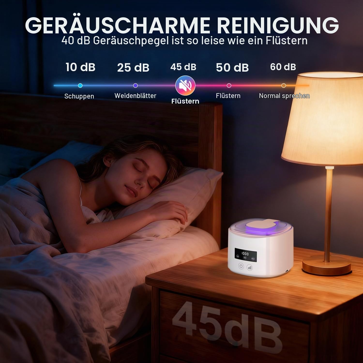 Ultraschallreinigungsgerät 50kHz, 2000mAh Ultrasonic Cleaner mit UV-Lampe | Wiederaufladbar über 2000-mAh-Akku, UV-Lampe zur Sterilisation, 230 ml für Zahnersatz, Zahnbürstenkopf & Schmuck