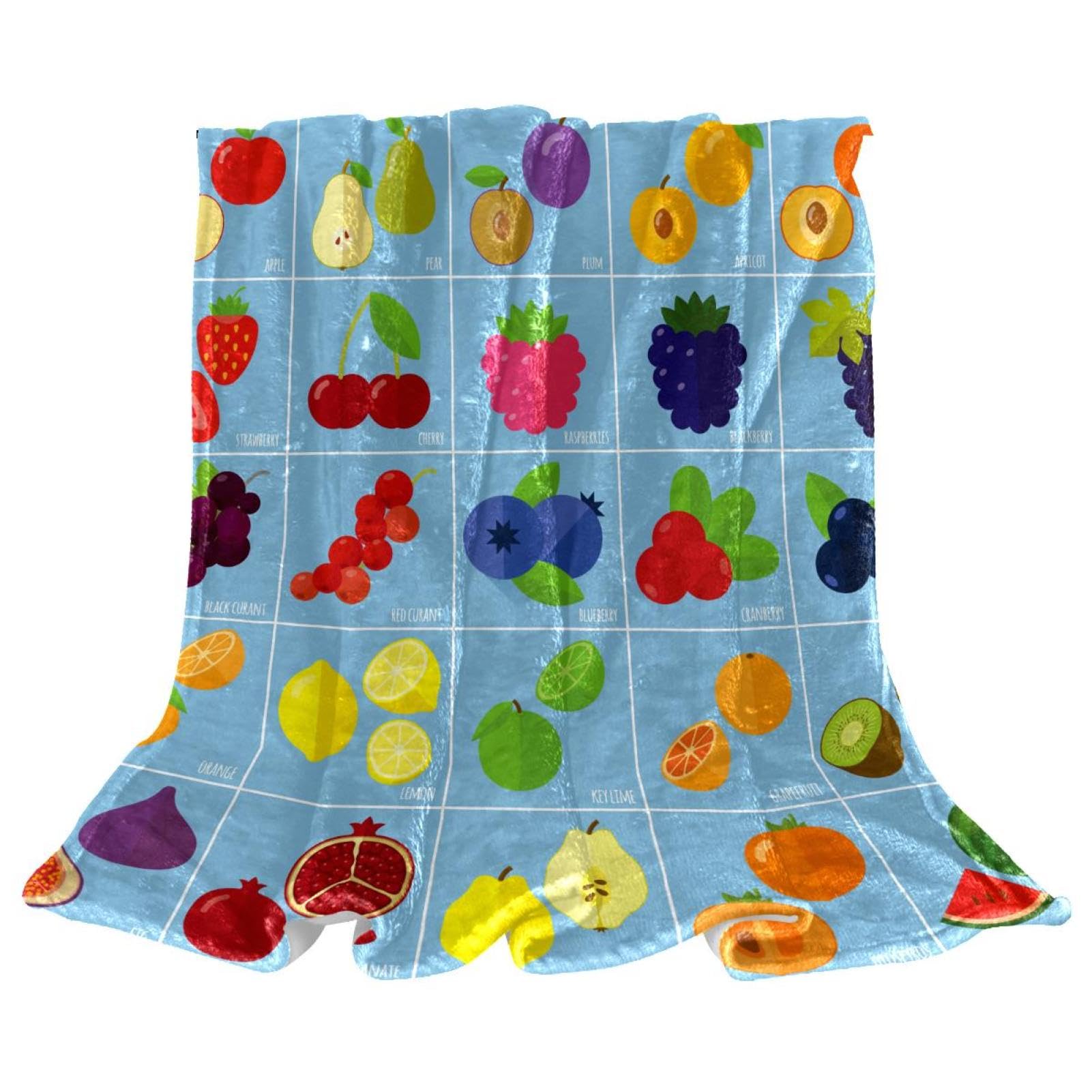 Couverture lit bureau plaid polaire fruits anti-froid 150x100