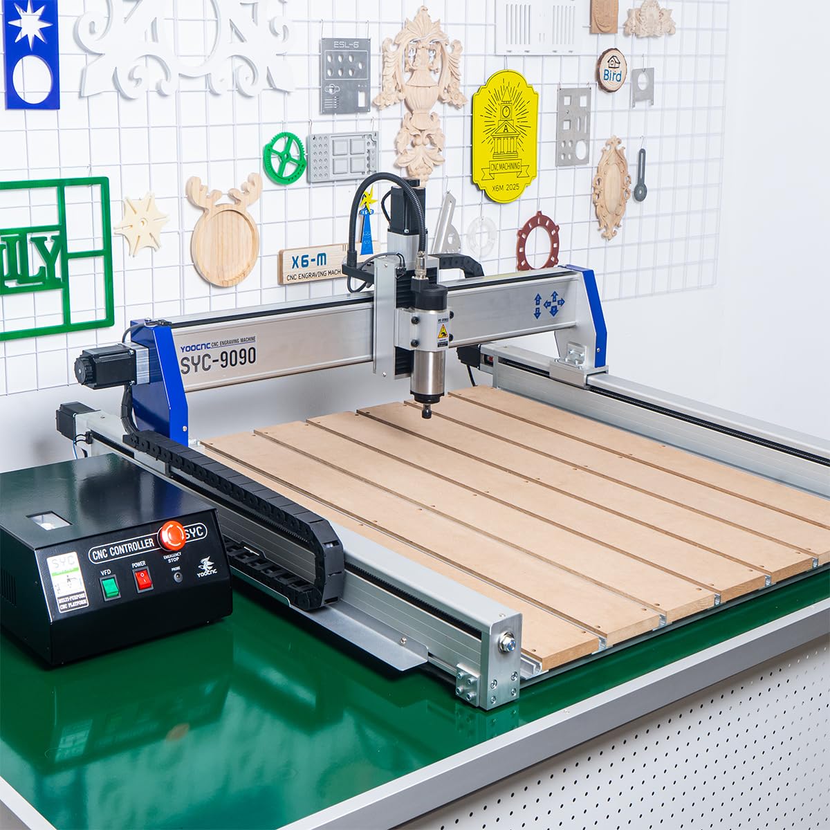 YOOCNC más pecise SYC9090 - Enrutador cnc con husillo de 2200 W para carpintería CNC máquina de grabado CNC/grabador cnc tallado y máquina de perforación para metal