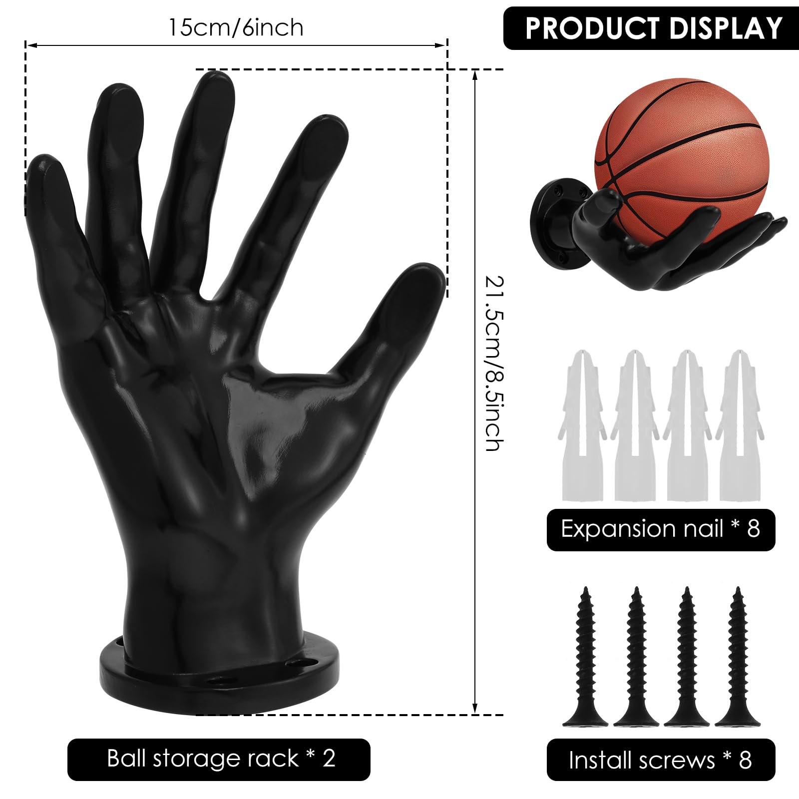 Lot De 2 Supports Muraux Pour Balles De Basket-ball
