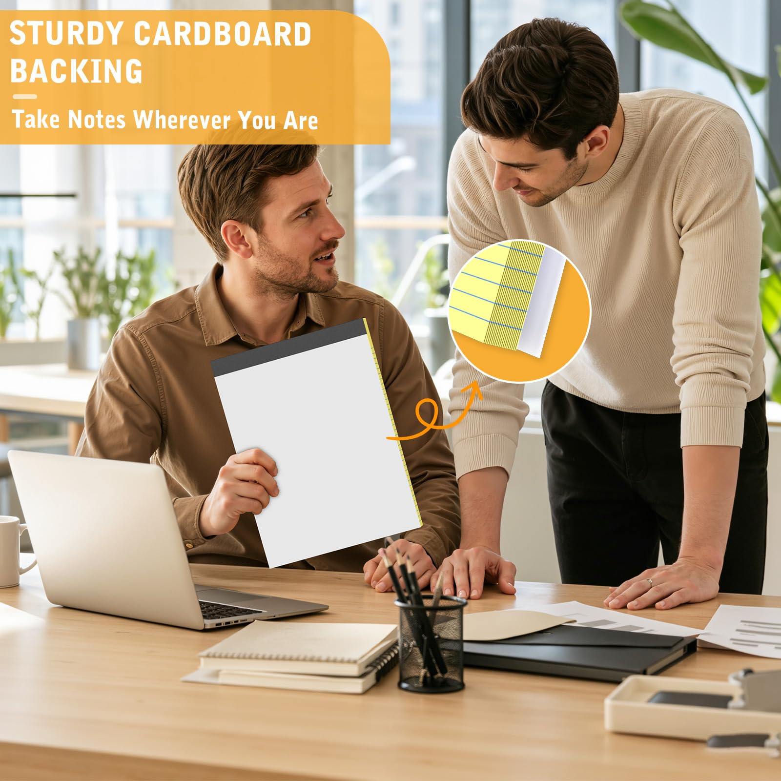 2 Stück 21,6 x 27,9 cm gelbe Notizblöcke, College-Schreibblöcke mit harter Rückseite, mikroperforierte Notizblöcke für Büro, Schule und Zuhause, 50 Blatt pro Block, ideal für Studenten, Lehrer und