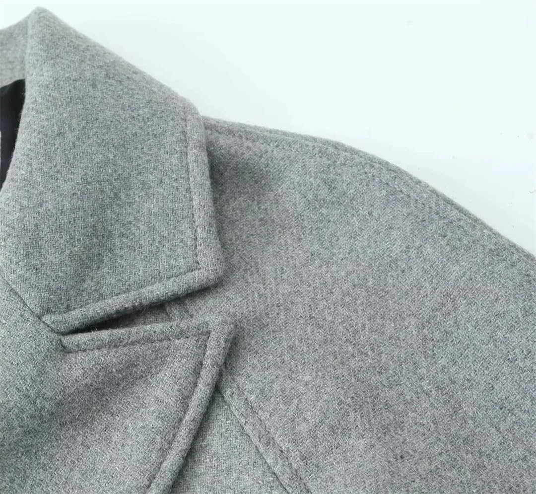 Abrigos largos con cinturón para mujer, abrigos de lana sintética y chaquetas de invierno de mezcla de manga larga elegantes para mujer