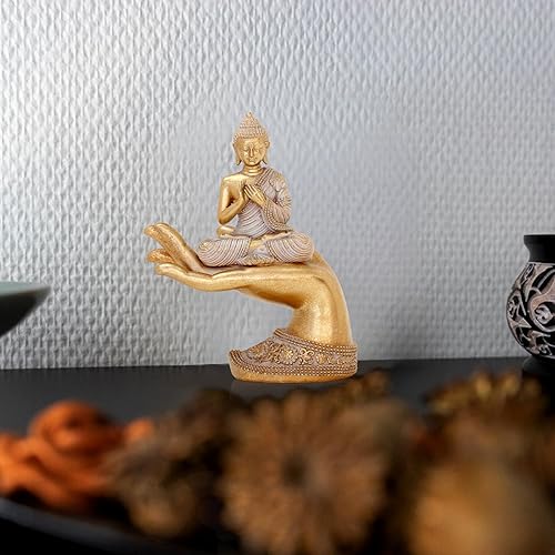 Miniatura 8 de Estatua de Buda para Decoración del Hogar en Oro 8.7" - Estatuas de Buda para Decoración Zen - Estatua de Buda Grande para Decoración Espiritual -