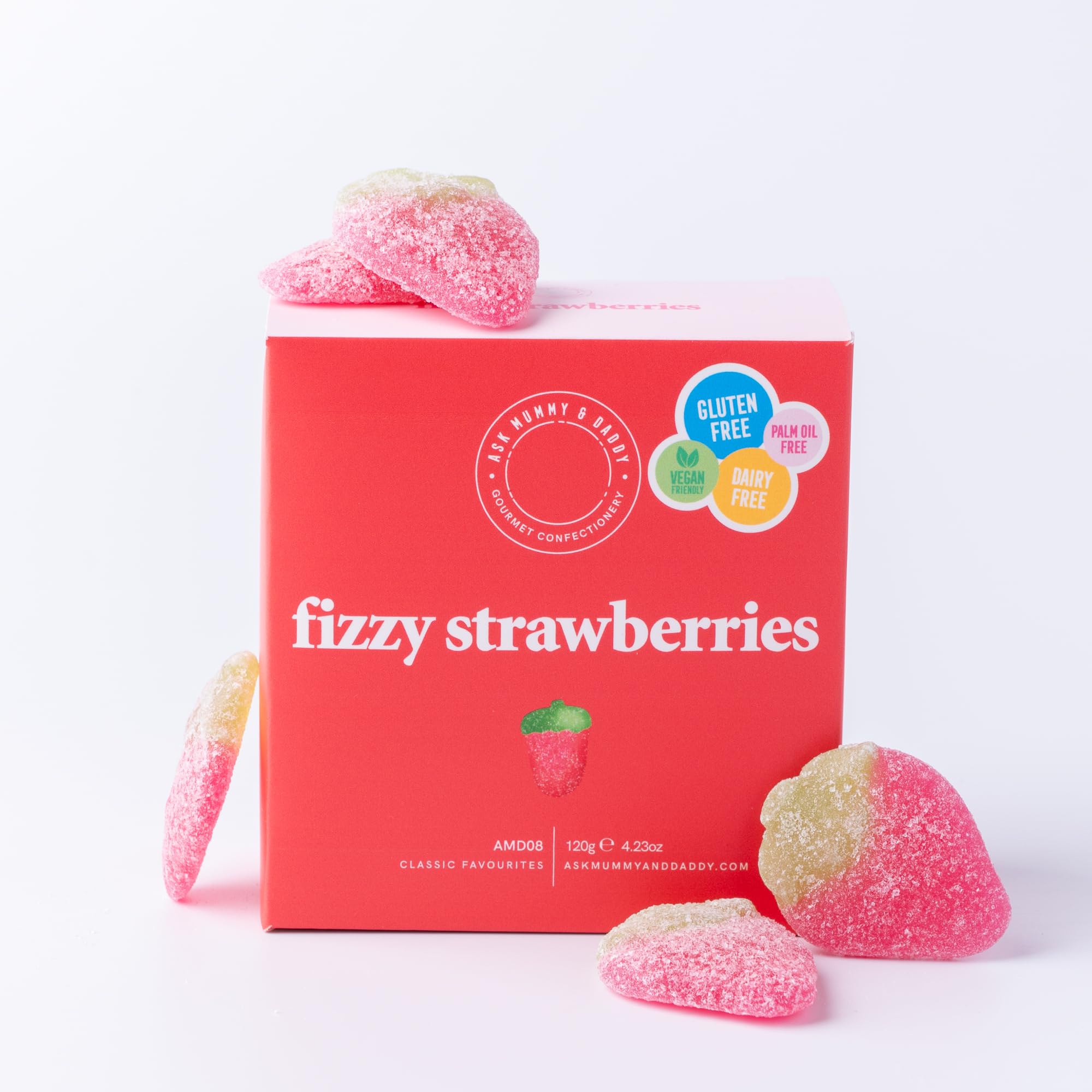 Ask Mummy & Daddy Fizzy Strawberries Gift Box – Strawberry Flavoured Fizzy Sweets