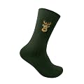 Mint & Oak Ribbed Embroidered Reindeer Crew Socks for Men, Dark Green