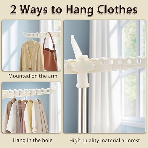 Miniatura 7 de Trípode de acero de 33 a 68 pulgadas - Estante de secado de ropa plegable que ahorra espacio, soporte de secadora de ropa duradero para lavandería,