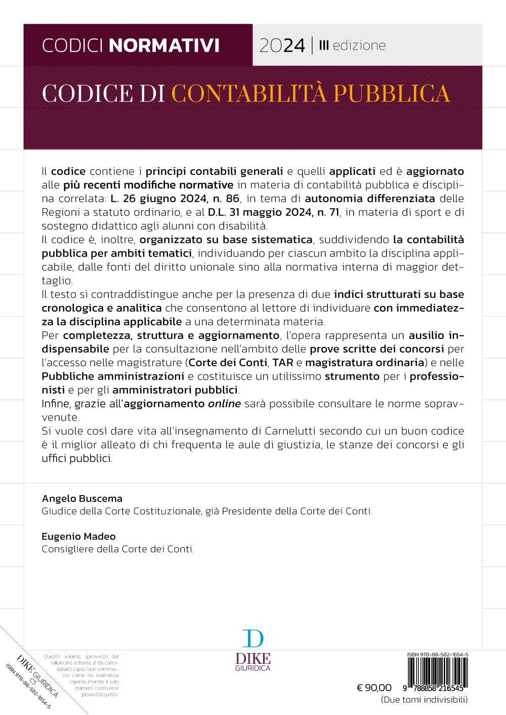 Codice della contabilità pubblica. 2024. Il nuovo diritto e processo contabile