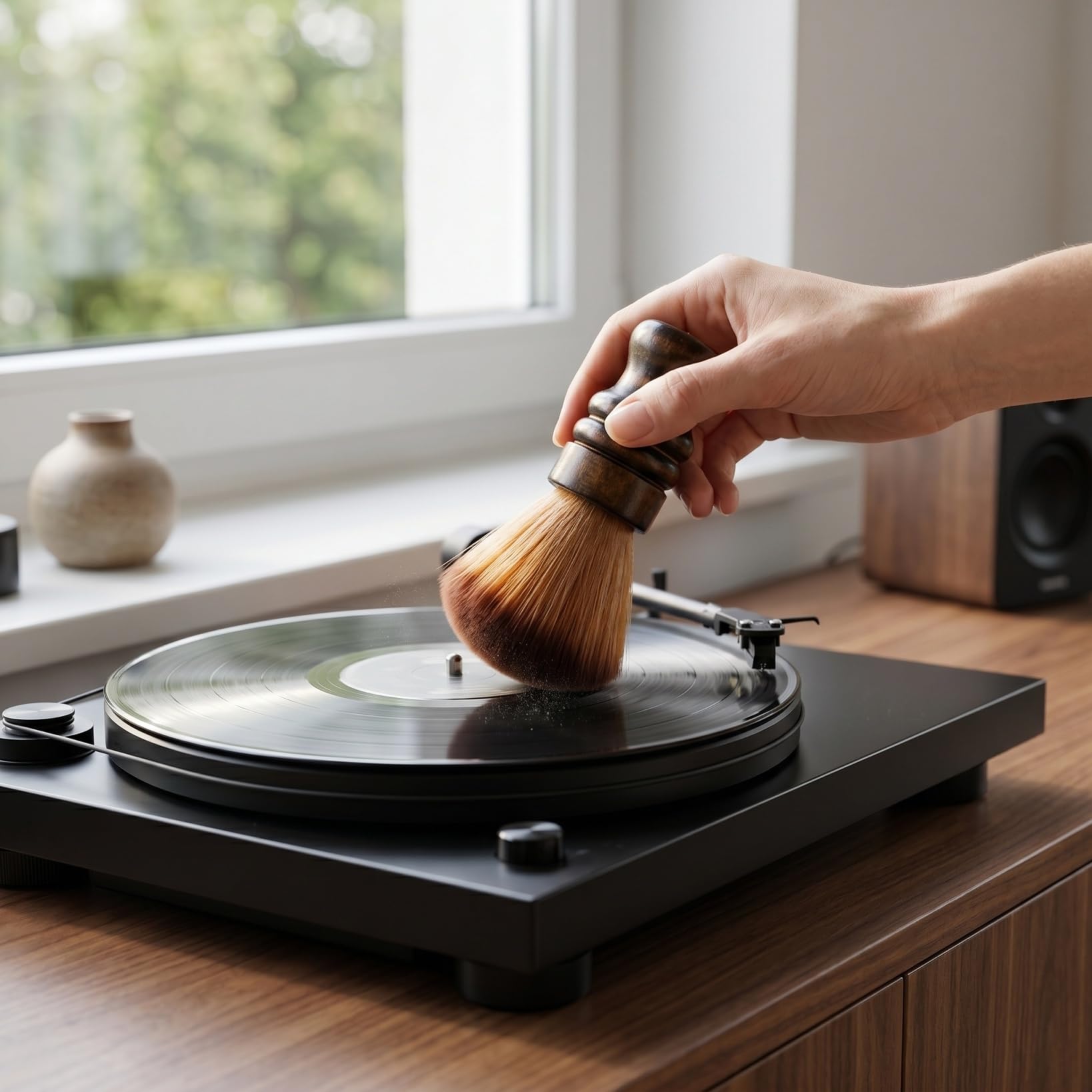 Lurrose Antistatische Reinigungsbürste mit Holzgriff – Superweicher Staubpinsel für Schallplatten, Vinyl, Tastatur, PC, Laptop & Kameraobjektiv – Kratzfreie Reinigung (Griff-Farbe Zufällig)