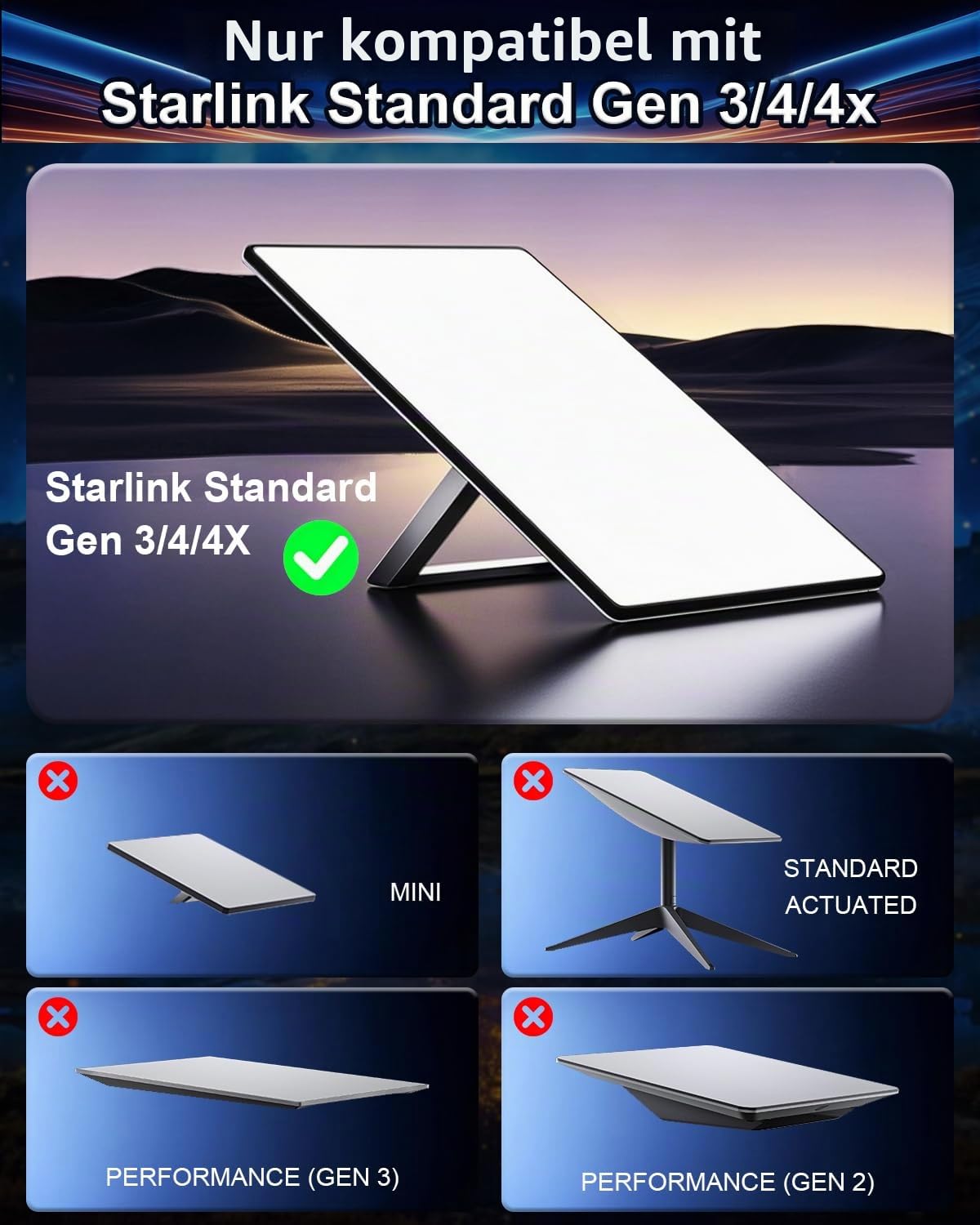 Starlink Standard Gen 3/4/4X Rohradapterhalterung, sicheres Stangenmontage-Set für Dach-, Wohnmobil- und Außeninstallation, strapazierfähiger, wetterfester Aluminium-Adapter für Starlink V3/V4