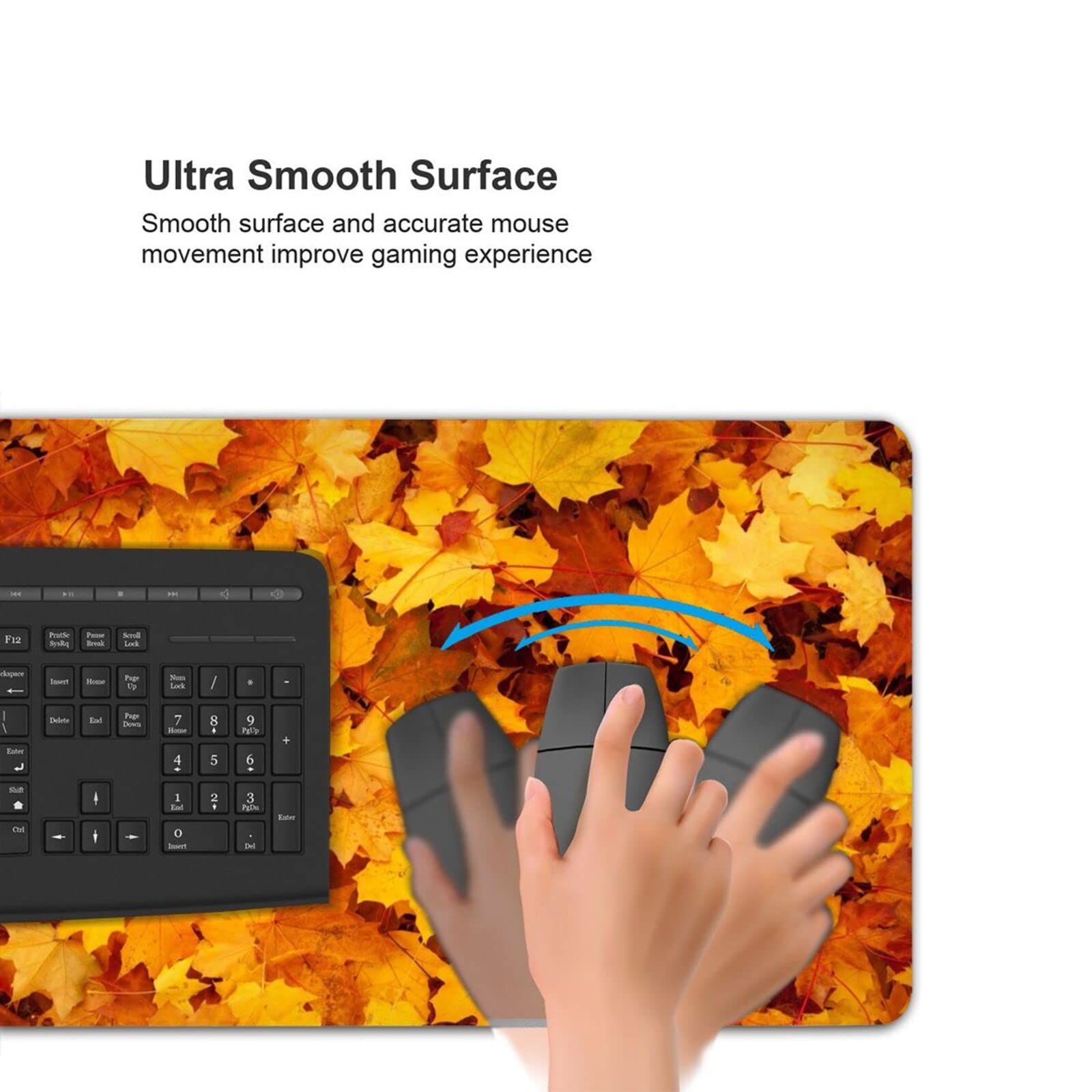 Large Gaming Mouse Pad With Non-Slip Rubber Base, Fall Autumn Leaves Mouse Mat With Stitched Edge, 35.5"x16" Extended Desk Mat For Laptop Desk Pad, Keyboard Pad For Office Desk Protector - View #6
