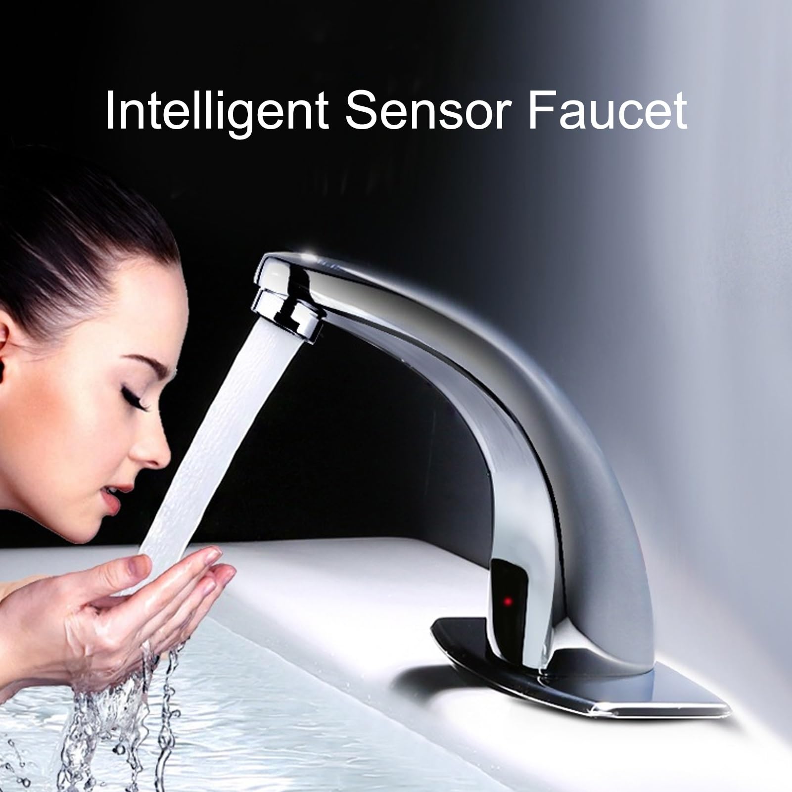 Grifo automático con Sensor, Grifo Inteligente de Agua fría y Caliente, Alimentado por batería de CC, se apaga automáticamente en 1 Segundo (Agua de aleación 2).