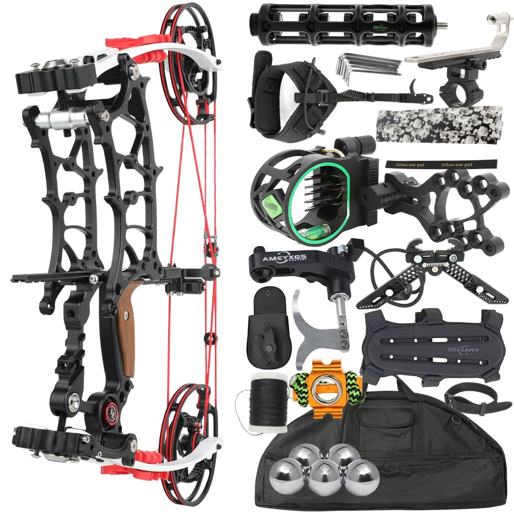 Compound-Bogen-Set für Bogenschießen, 80% Auslöseverhältnis, IBO bis 330 FPS, Zuggewicht 30–75 lbs, für Jäger und Wettkampfschützen