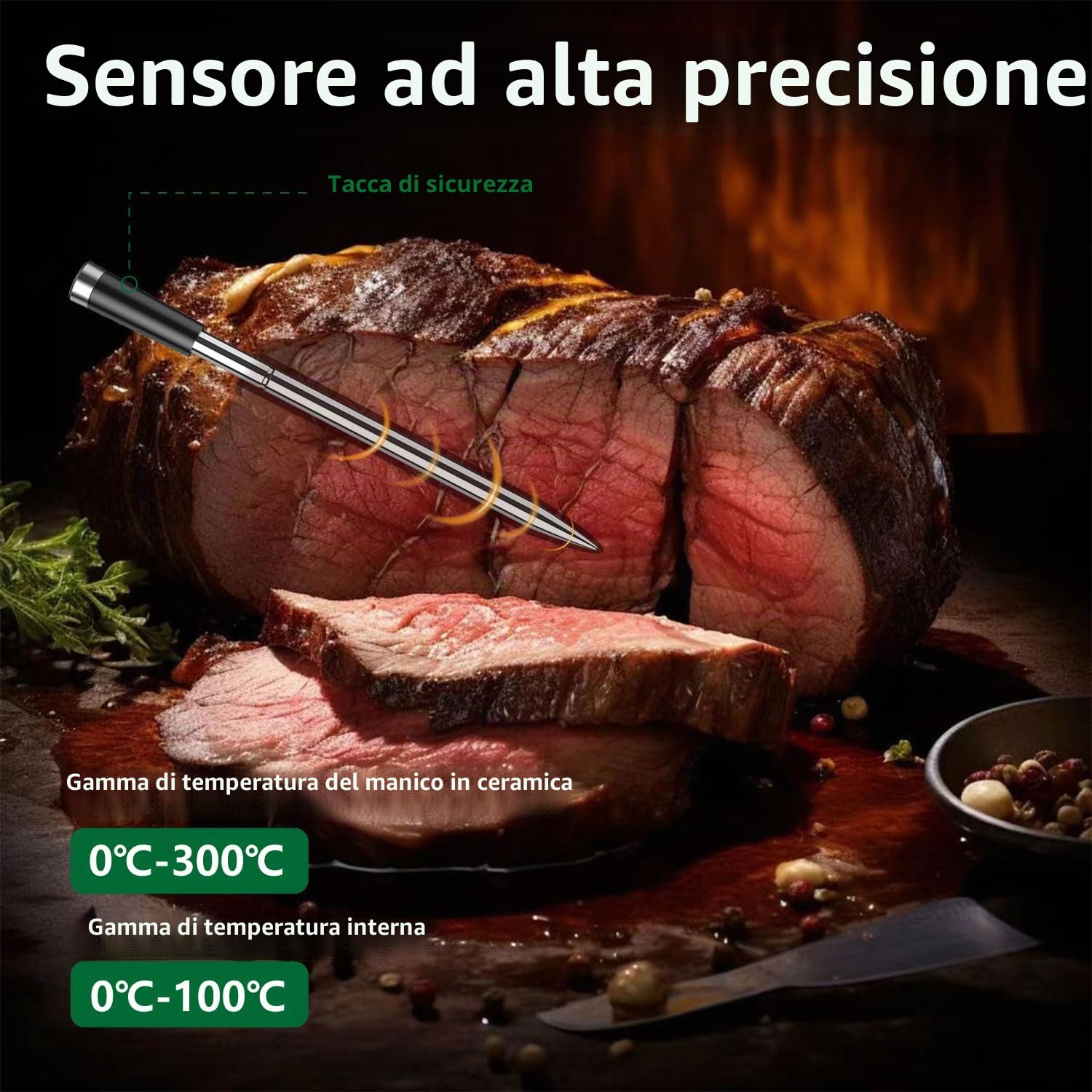 Termometro per carne senza fili Bluetooth con 2 sonde, display LCD, controllo tramite APP, termometro per griglia per BBQ, griglia, affumicatore, forno, cucina, BF-40